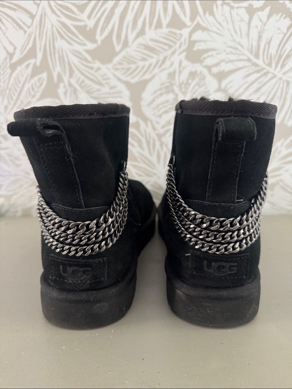 UGG Classic Mini Chains Black Suede Boots